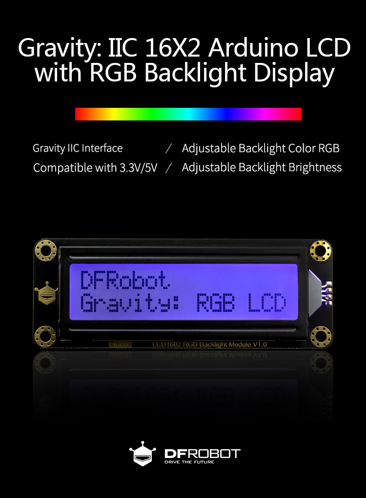 Gravity: I2C LCD1602 RGB彩色背光液晶屏