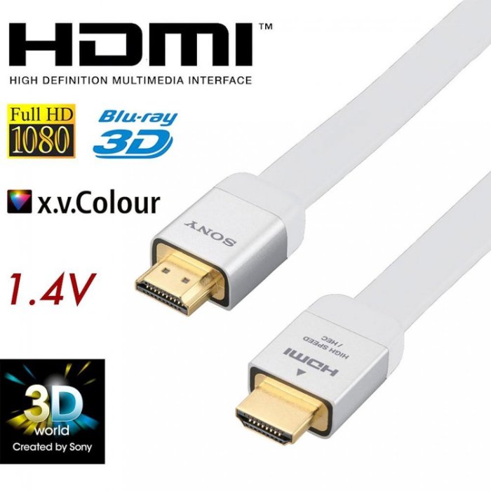 【前衛電腦】SONY HDMI 高畫質傳輸線 DLC-HE20HF 2米扁線 HDMI 1.4版