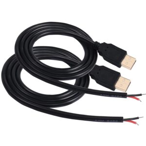 USB 2芯充電線 / USB 單頭上錫線/  USB公頭單頭兩芯線全銅 0.75 平方線 100CM